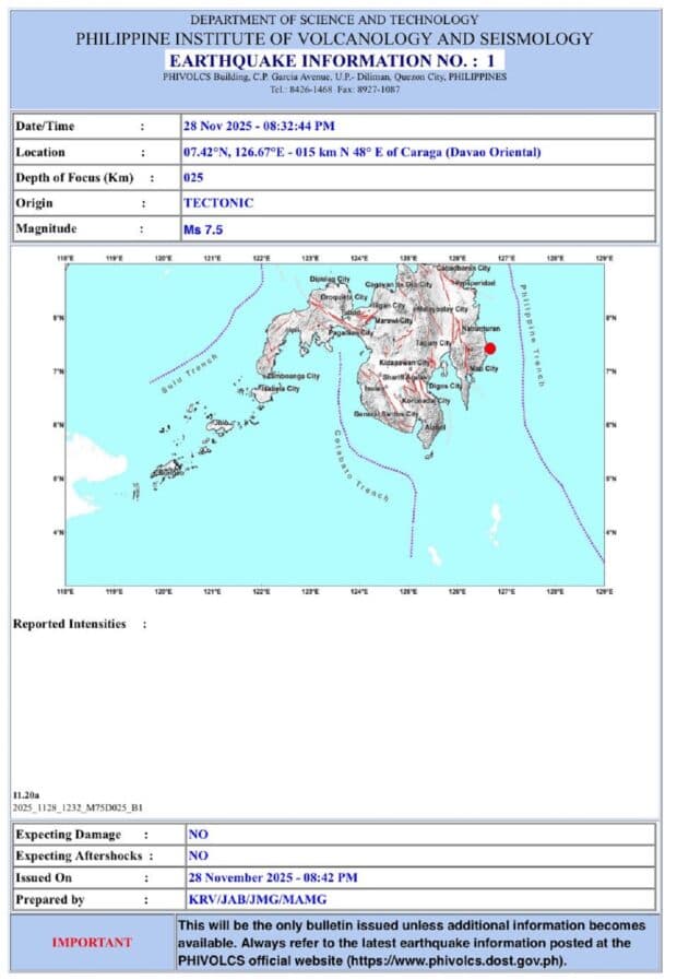 Phivolcs apologizes for ‘incorrect’ M7.5 earthquake announcement