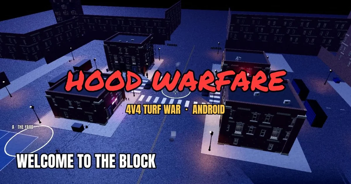 Hood Warfare aerial view of the block with the Yard corner marked